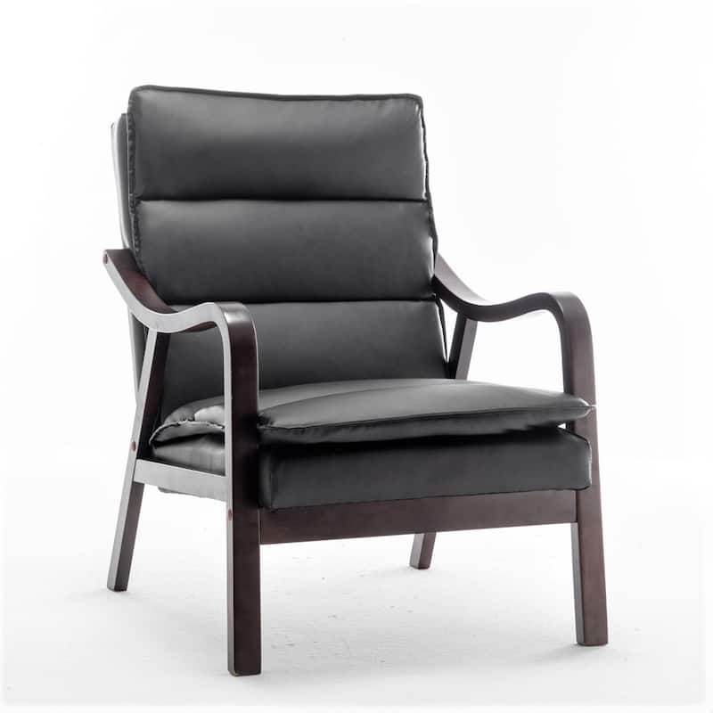Clovis 24.8" Wide Mid-Century Modern Faux Leather Armchair