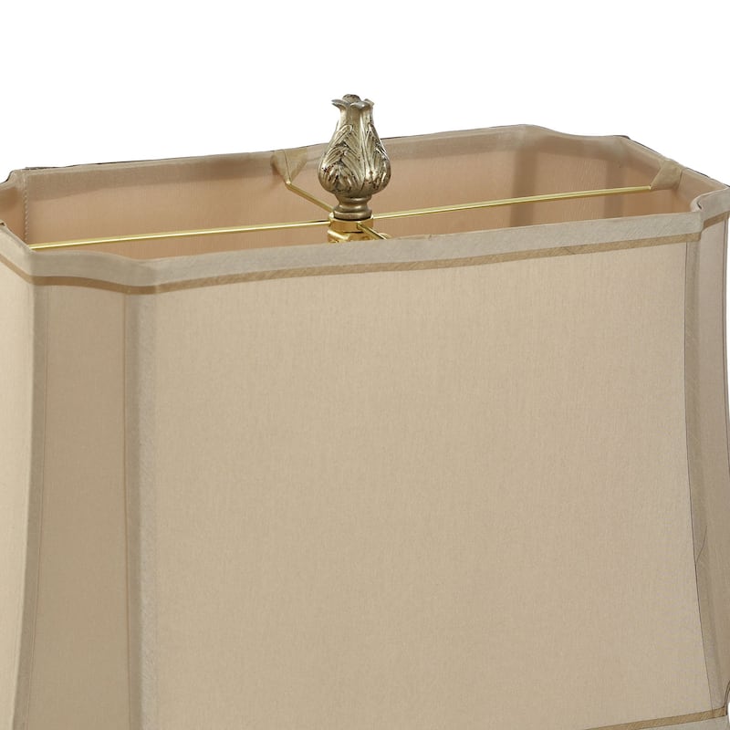 StyleCraft Jane Seymour Antique Platinum and Barbados Table Lamp - Beige Fabric Shade