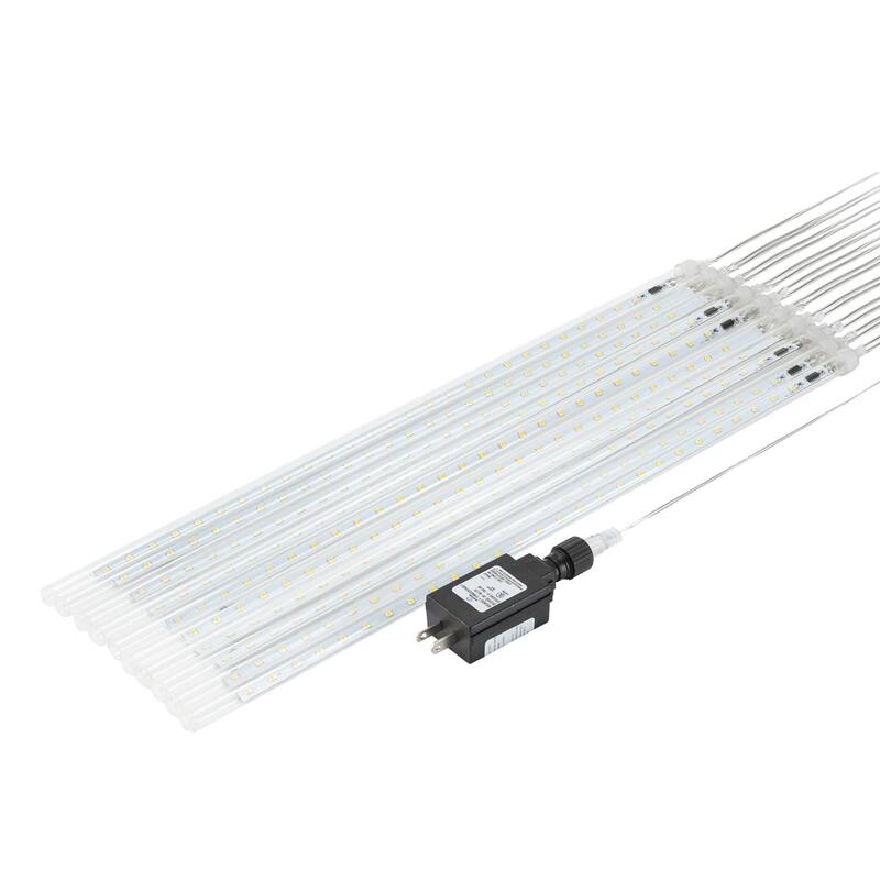 Alpine Corporation 108"L Hanging Icicle Outdoor Lights with Chasing Warm White LED Lights