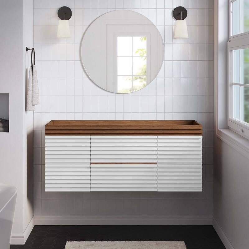 Render 48" Single Sink Compatible (Not Included) Bathroom Vanity Cabinet - White Walnut