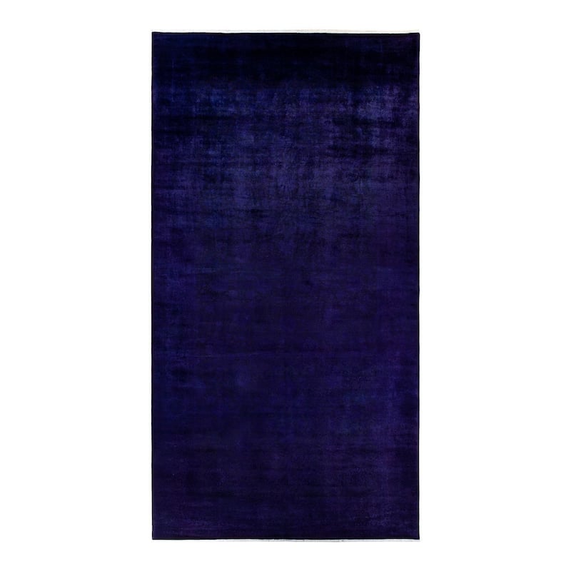 Overton Hand Knotted Wool Vintage Inspired Modern Contemporary Overdyed Purple Area Rug - 9' 3" x 17' 6"