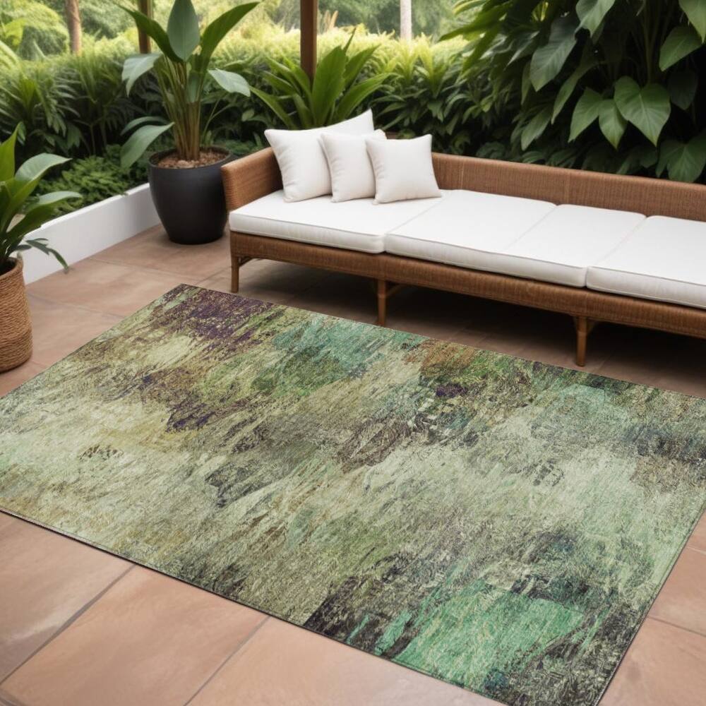 HomeRoots Abstract Transitional Rectangle Outdoor Rug