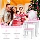 preview thumbnail 10 of 22, Costway Kids Vanity Makeup Dressing Table Chair Set Wooden W/ Mirror - See details