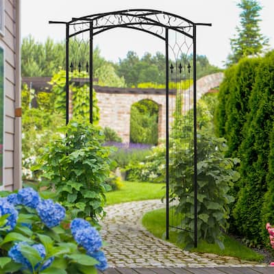 Outsunny 7Ft Outdoor Garden Arbor,Wedding Arch for Ceremony, Trellis