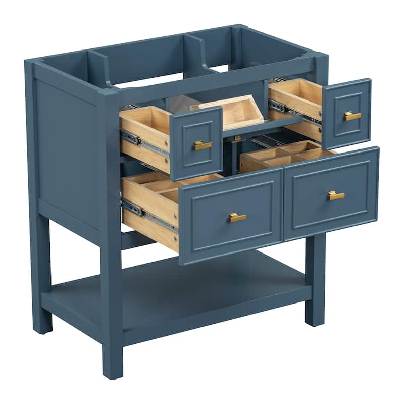 30"Bathroom Vanity without Sink,Free Standing Single Vanity with 5 Drawers,Solid Wood Frame Bathroom Storage Cabinet