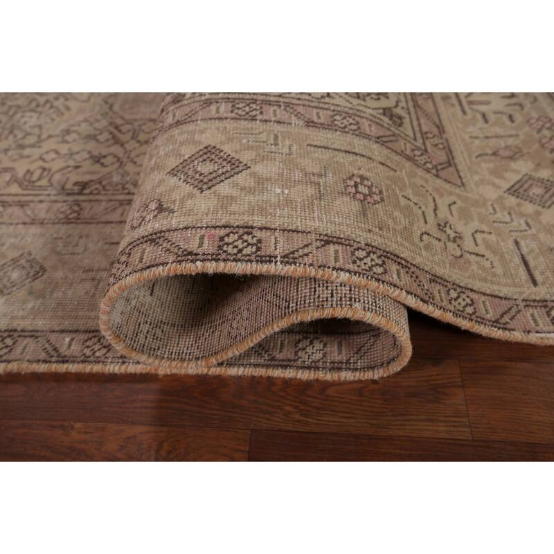 Distressed Tabriz Vintage Persian Area Rug Hand-Knotted Wool Carpet - 6'4" x 9'6"