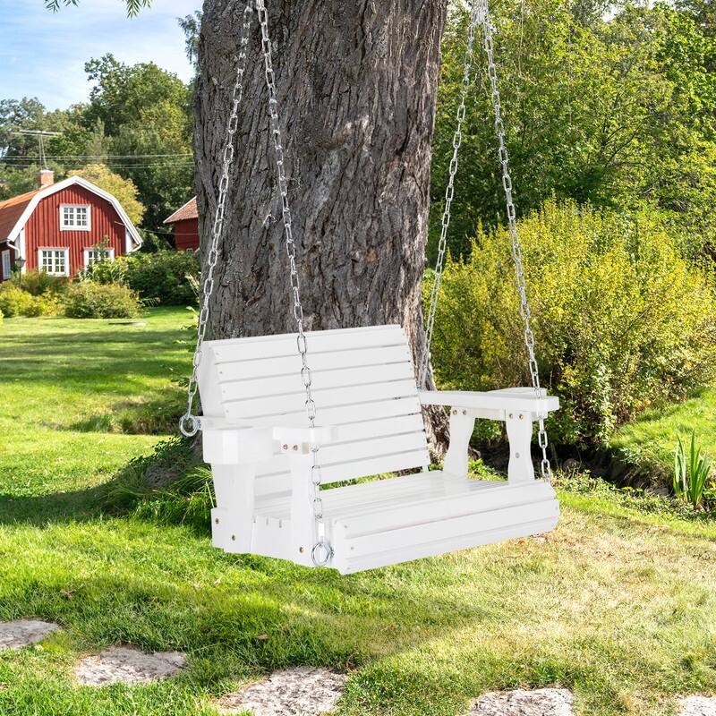 2.2ft white with cup holder and 5mm chain, regular single wooden swing 440lbs