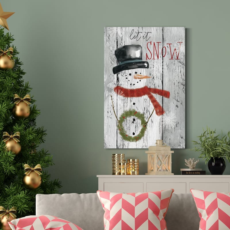 Let it Snow Snowman-Premium Gallery Wrapped Canvas - Ready to Hang