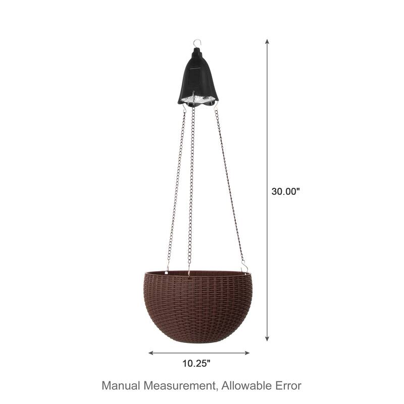 Glitzhome 30"H Solar Lighted Plastic Hanging Planter Basket