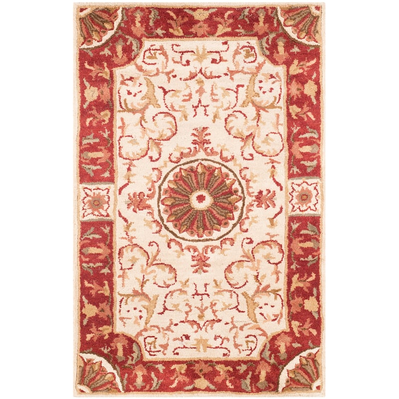 SAFAVIEH Handmade Empire Eftichia Traditional Oriental Wool Rug - 2'6" x 4' - Ivory/Red