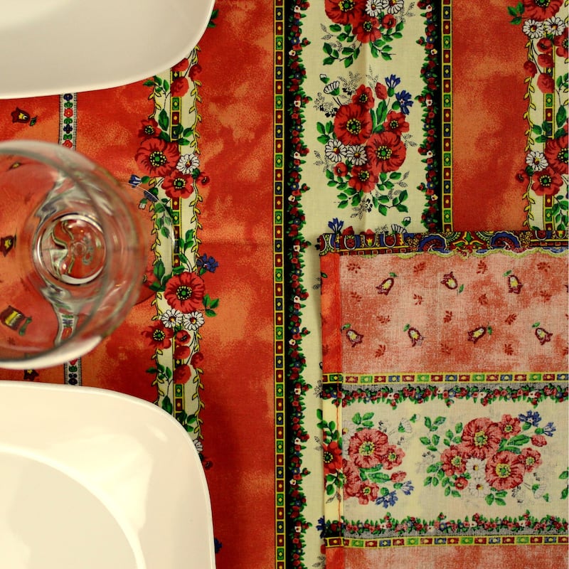 Wipeable Spill Resistant Provencal Cotton Cannes Collection Tablecloth