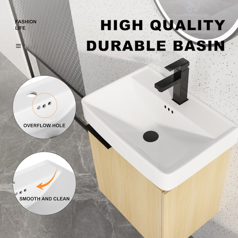 Bathroom Vanity With Sink In 16/20/24/30/36 Inch, Floating Bathroom Vanity With Soft Close Door