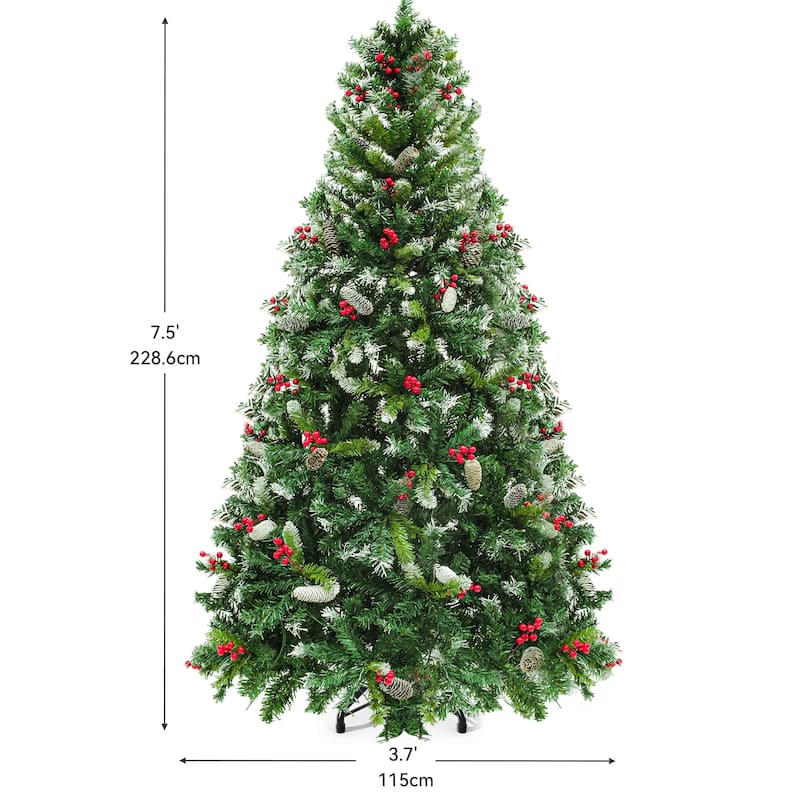6/7.5/9 FT Pre-Lit Frosted Pine Artificial Christmas Tree with LED Lights