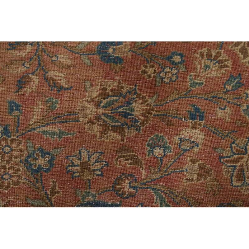 Traditional Pink Mashad Persian Vintage Rug Hand-Knotted Wool Carpet - 8'10"x 12'5"