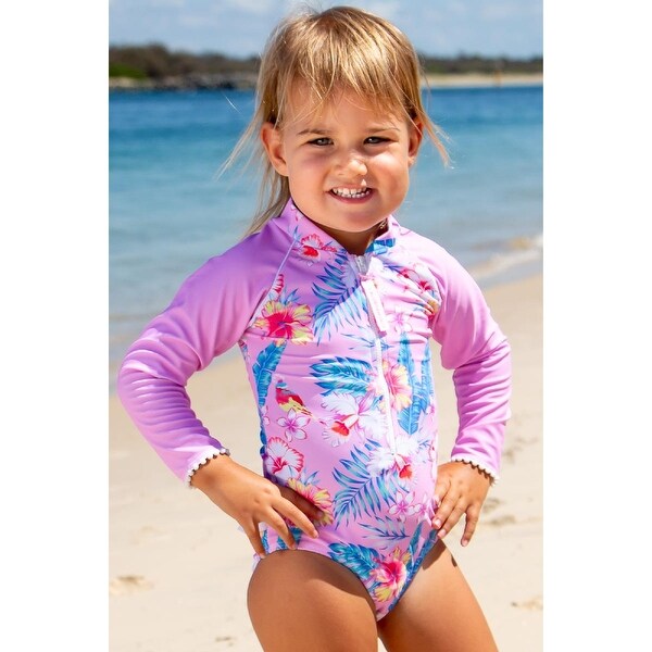 Sun Emporium Paradise Print Long Sleeve Swimsuit Little Girls. Opens flyout.