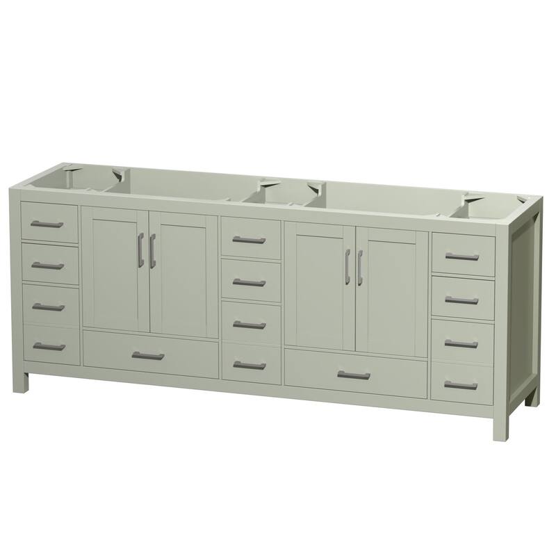 Wyndham Collection WCS141484DSXXMXX Sheffield 84" Double Free Standing - Light Green / Brushed Nickel Hardware - Painted