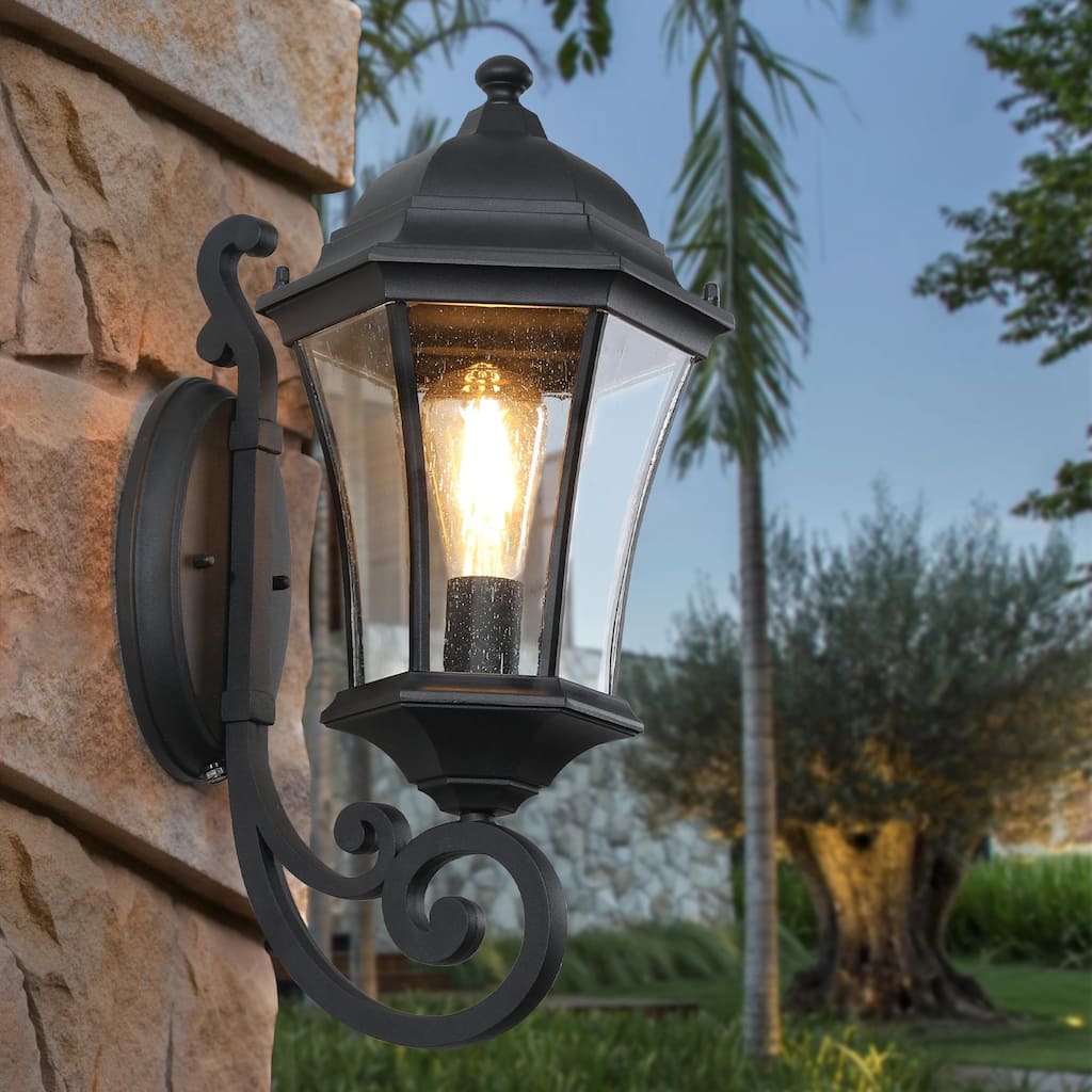 Retro Outdoor Waterproof Glass Wall Lamp with Light Sensor