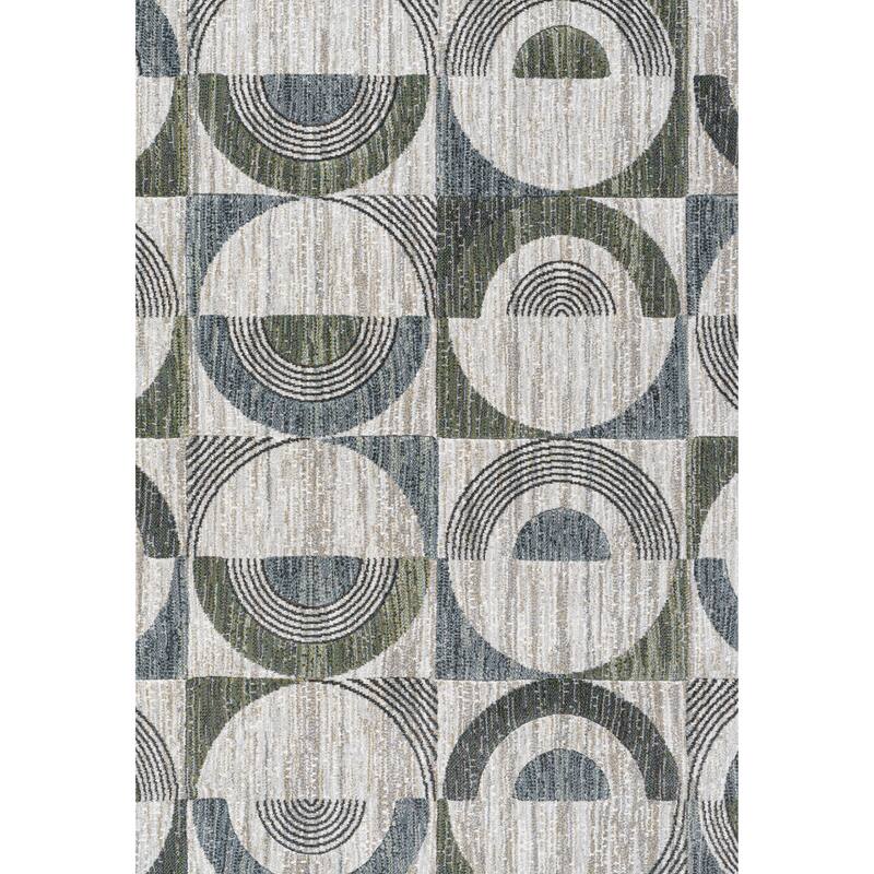 Aubrey Green, Blue, Charcoal, Ivory and Gray Polyester Area Rug - 9' x 12'