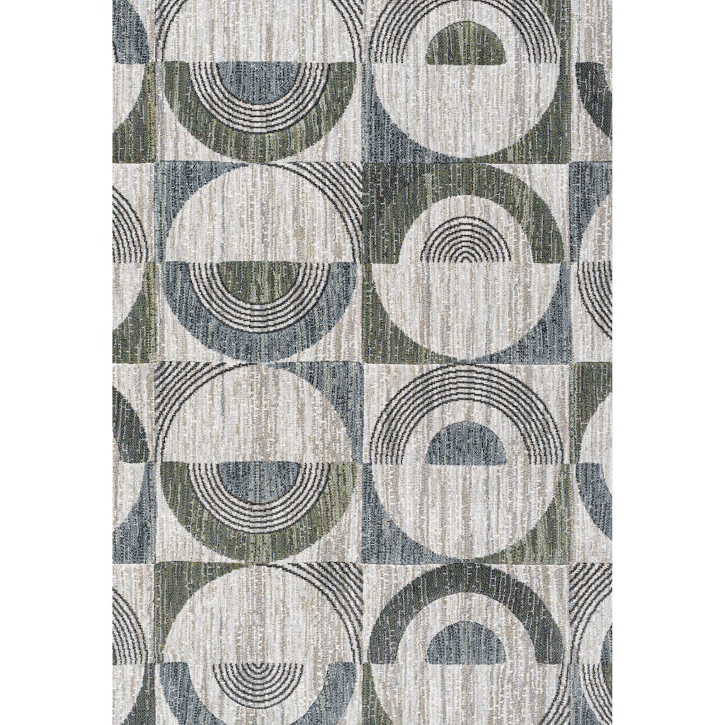 Aubrey Green, Blue, Charcoal, Ivory and Gray Polyester Area Rug - 6' x 9'