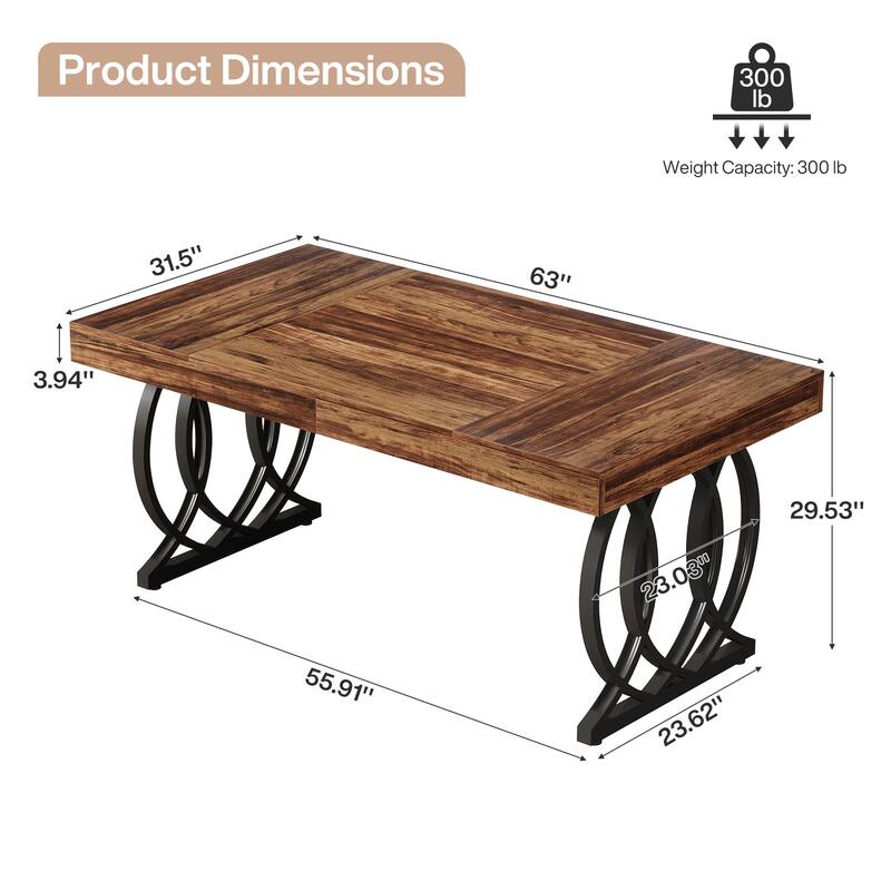 63 Inch Modern Computer Desk, White and Gold Office Executive Desk