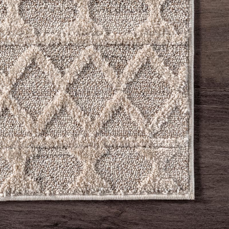 Nuloom Cameron High Low Textured Moroccan Area Rug - 2'8" x 8' Runner - Beige