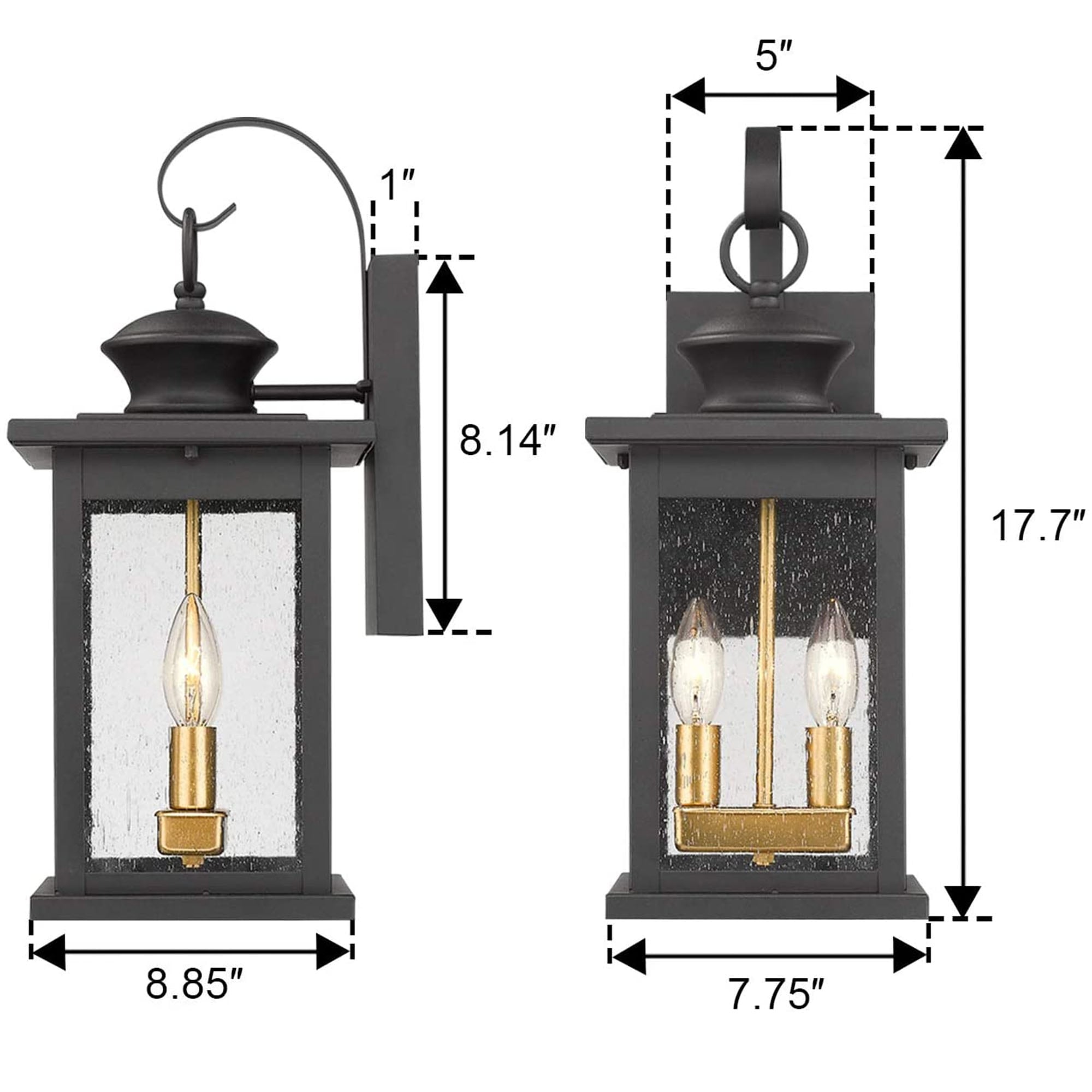 2 light Outdoor Wall Sconce Exterior Light With Seeded Glass 7.8 x 8.9 x 17.7 inches On Sale Bed Bath Beyond 33225413