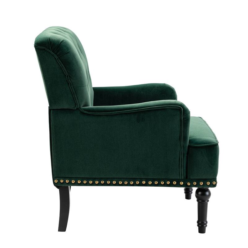 Geltrude Transitional Upholstered Club Chair with Tufted Back Set of 2 by HULALA HOME