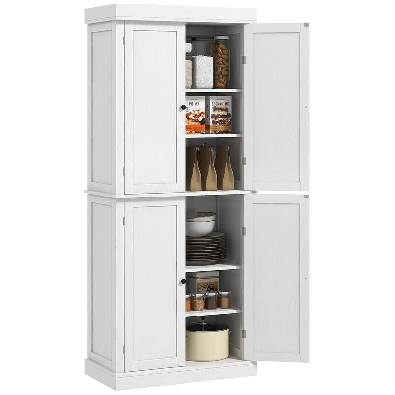 72" Kitchen Cabinet, Pantry Storage Cabinet with Doors and Shelves