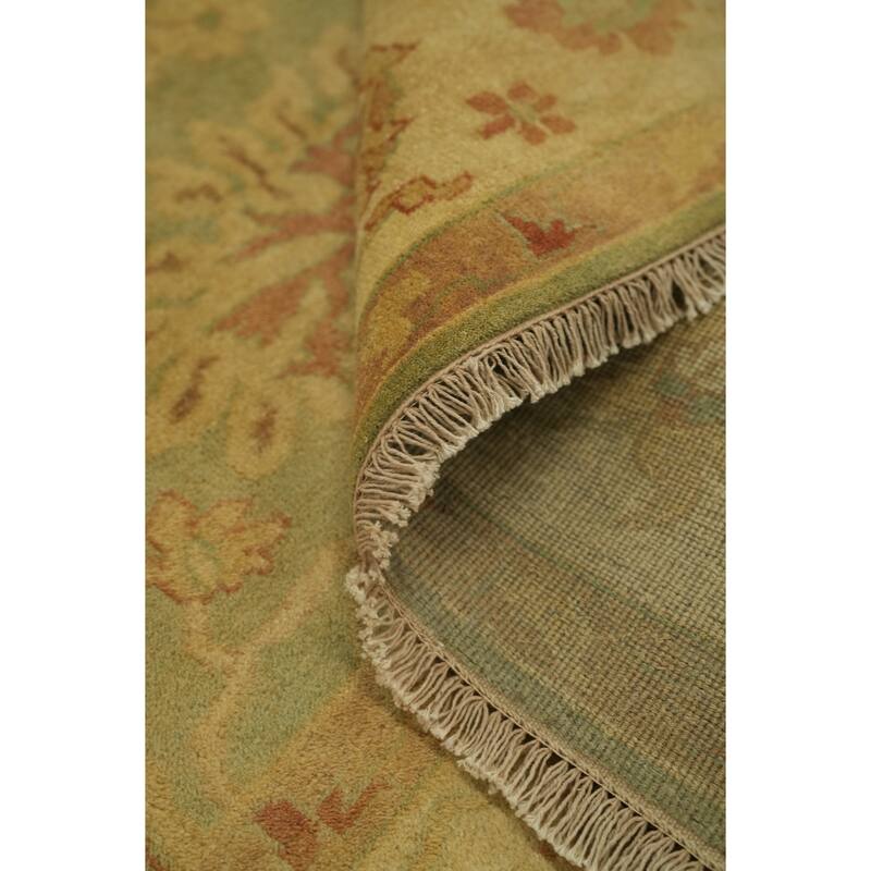 Hand Knotted Oriental 100% Wool Carpet Traditional Traditional Green Agra Area Rug - 9' 7'' X 7' 7''