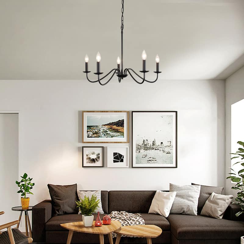5-Light Farmhouse Chandeliers for Living Room Foyer Hallway Dining Room