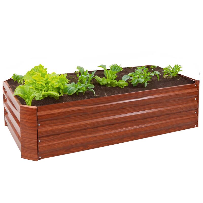 Sunnydaze Galvanized Steel Raised Garden Bed - 4' x 2' Rectangle