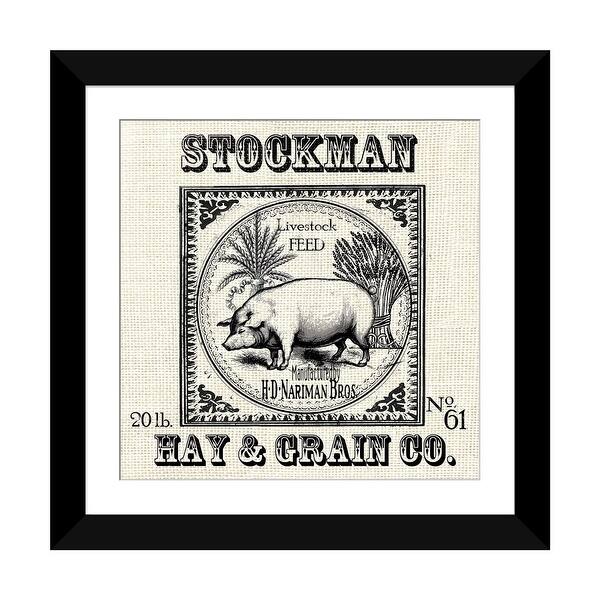 slide 2 of 20, iCanvas "Farmhouse Grain Sack Label Pig" by Tre Sorelle Studios Black - 24x24x1