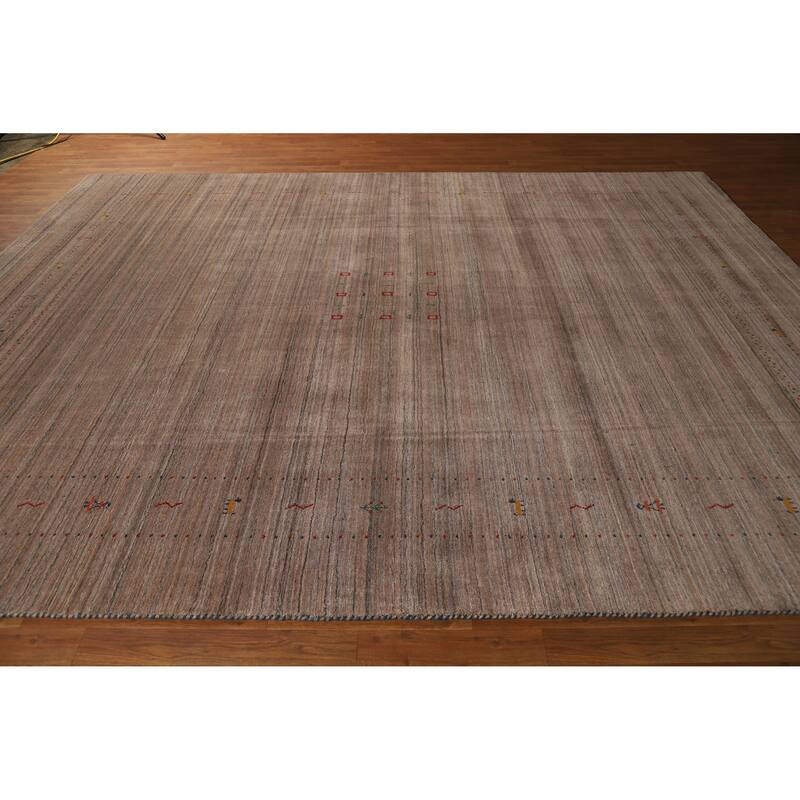 Hand Knotted Oriental 100% Wool Carpet Tribal Tribal Brown Gabbeh Area Rug - 11' 7'' X 9' 0''