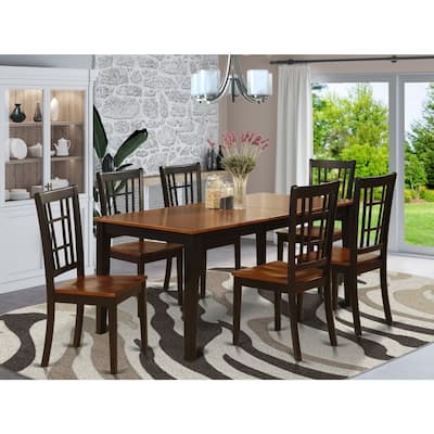 Dining Room Set 7 Piece - Solid Wood Table & Chairs, Cherry Finish, Butterfly Leaf, Family Size
