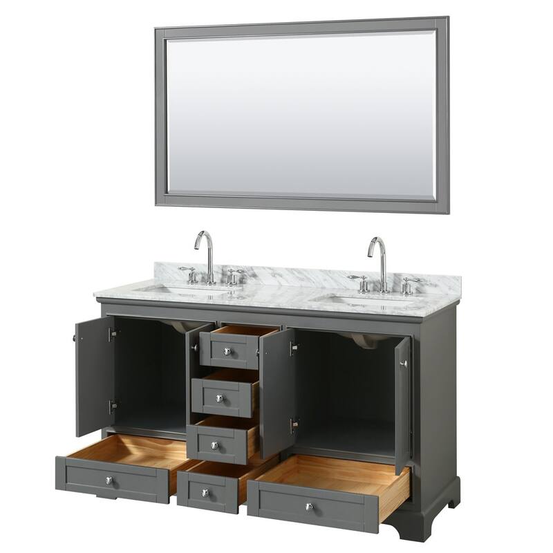 Wyndham Collection Deborah 60" Free Standing Double Vanity Set with
