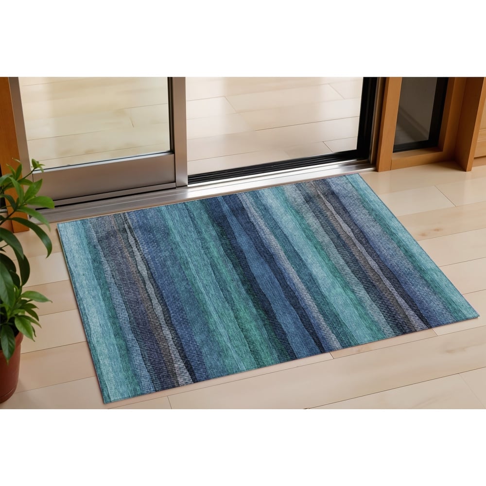 HomeRoots Striped Transitional Rectangle Outdoor Rug