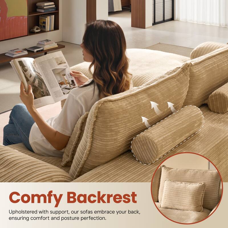 OVIOS L-Shaped Sofa with Dual-Tone Stripe Fabric​