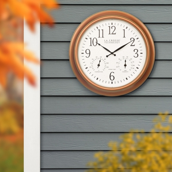 La Crosse 18 Inch Copper Outdoor Atomic Analog Clock, 404-59907