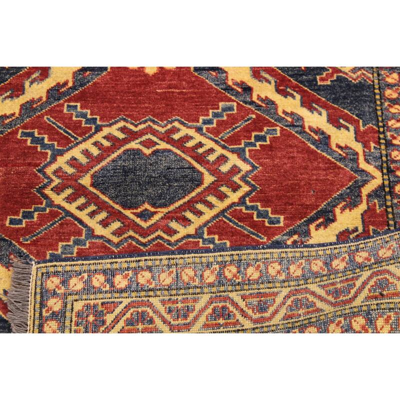 Southwestern Super Kazak Ryker Red/Beige Hand Knotted Wool Rug - 3'8'' x 5'5''