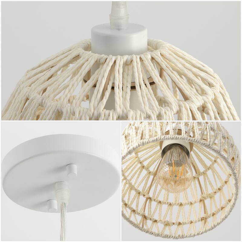 Jigu 1-Light Woven Rattan/Iron LED Pendant, by JONATHAN Y