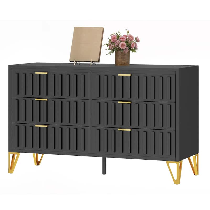 6 Drawer Metal Storage Cabinet for Living Room, Entryway, Hallway