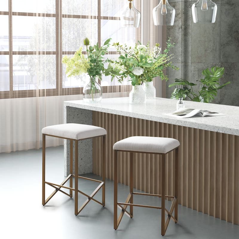 INK+IVY Marino Backless Upholstered Counter Stool - Ivory