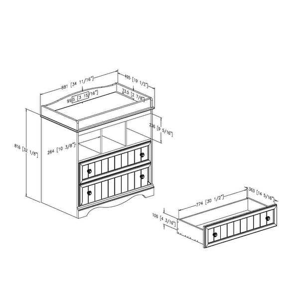 Standard changing outlet table pad size