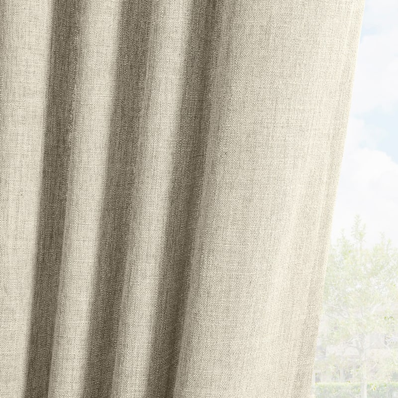 Exclusive Fabrics Basic Faux Linen Curtain Pair - 2 Panels - Light Filtering Window Curtains