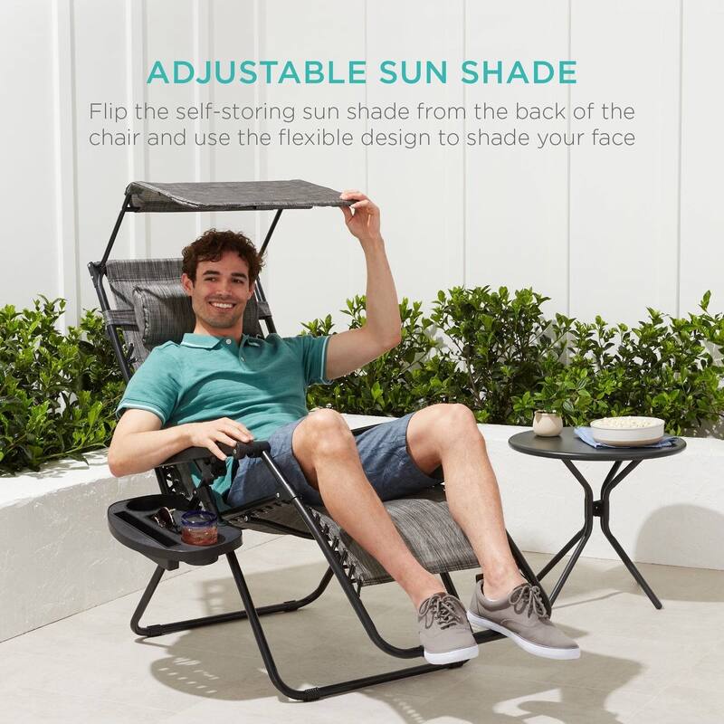 Steel Zero Gravity Outdoor Folding Reclining Patio Lounge Chair - 34 L x 27 W x 49 H (inches)