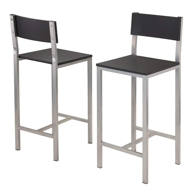 High Dining Table with 2 Stools, Black and Slate Gray