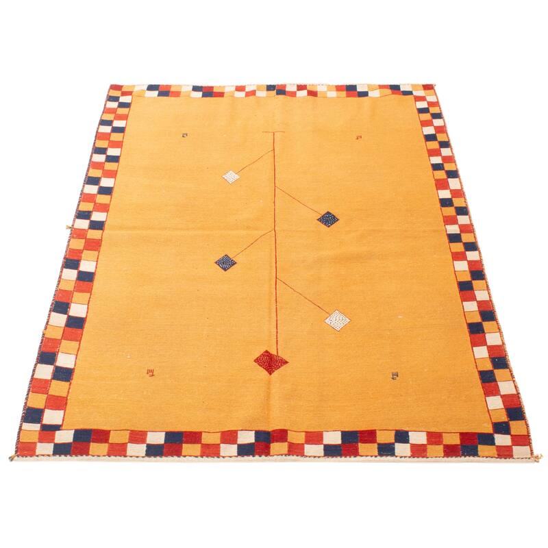 ECARPETGALLERY Flat-Weave Kashkuli Light Orange Wool Tapestry Kilim - 5'0 x 6'11