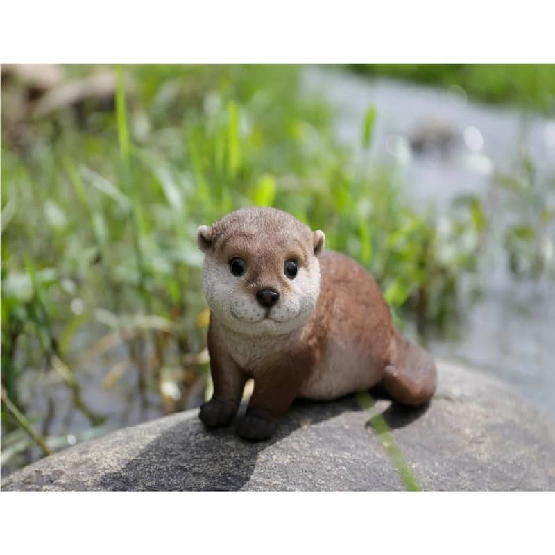 Leaning Forward Otter Outdoor Garden Statue - 7.5"