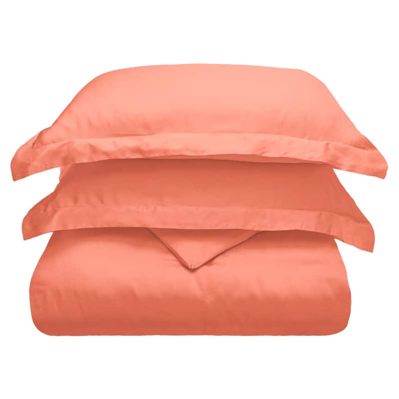 HomeRoots Coral King Cotton Blend 300 Thread Count Washable Duvet Cover Set