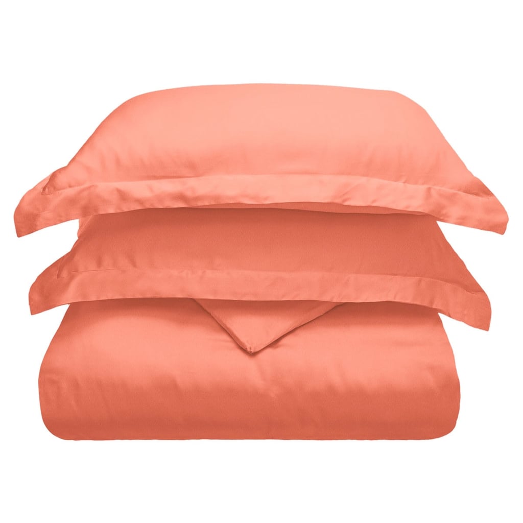HomeRoots Coral King Cotton Blend 300 Thread Count Washable Duvet Cover Set